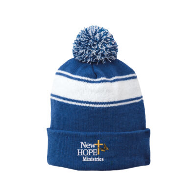 Sport-Tek Stripe Pom Pom Beanie Thumbnail